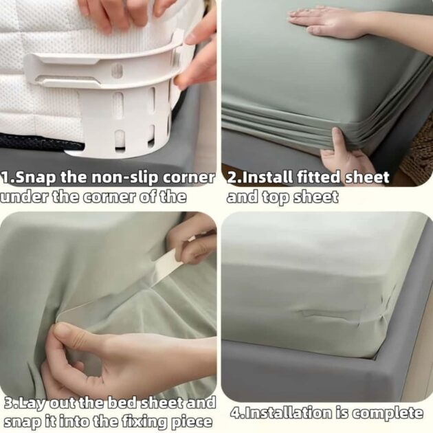 مجموعة تثبيت ملايات سرير 4 قطع