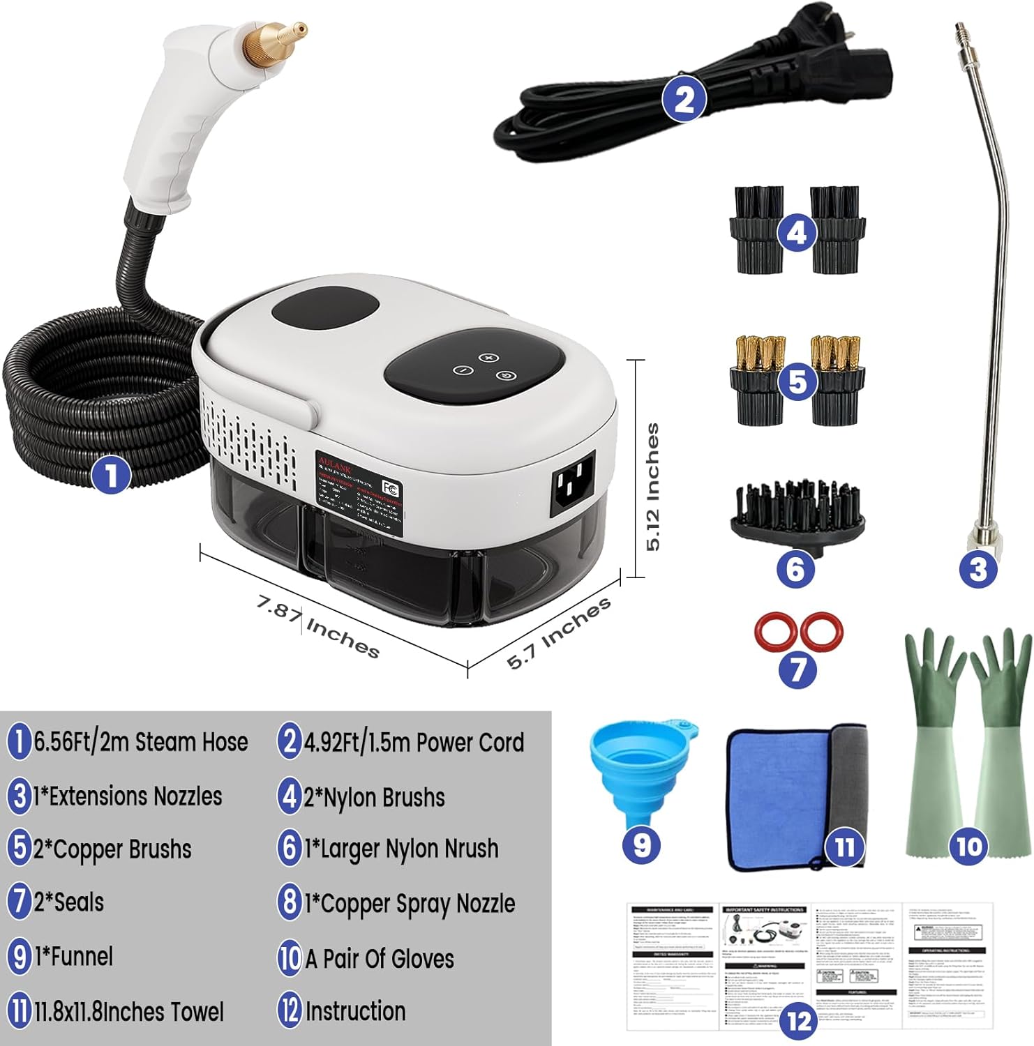جهاز التنظيف والتعقيم بالبخار بقوة 2500 واط - الصورة 2