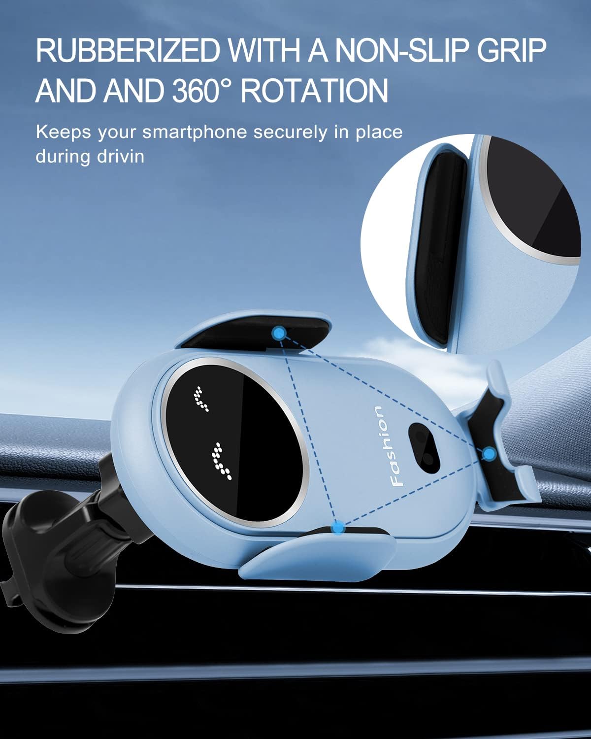 حامل وشاحن سيارة لاسلكي ذكي بمستشعر تلقائي - الصورة 11