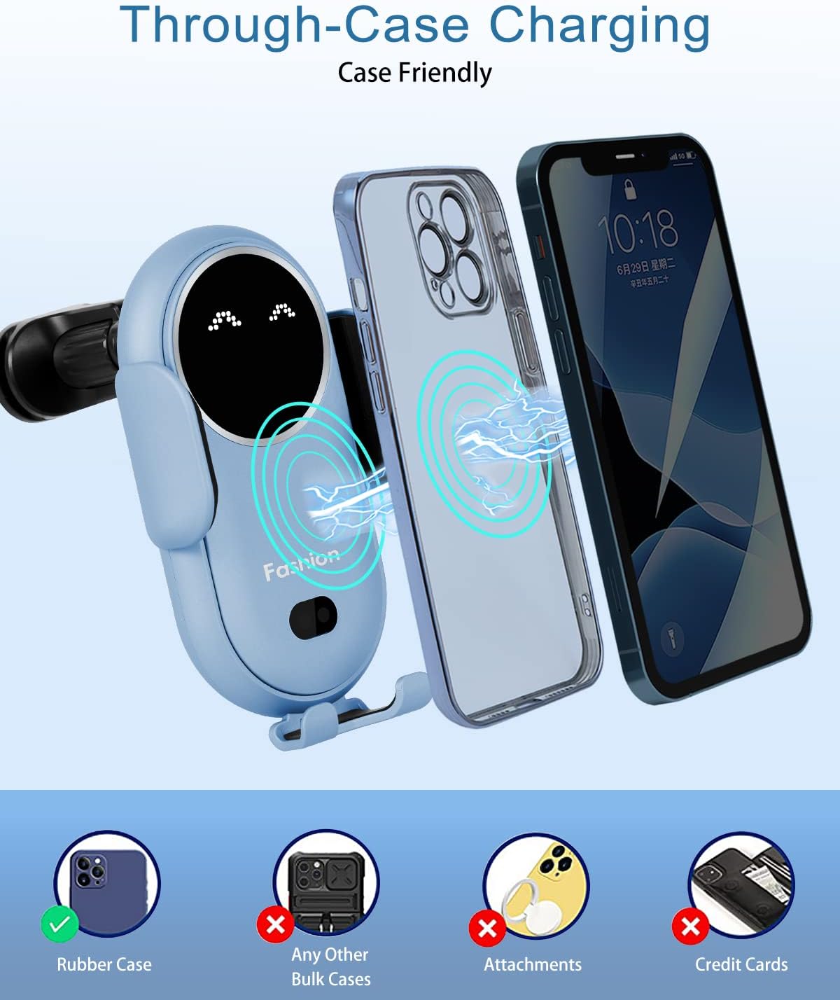 حامل وشاحن سيارة لاسلكي ذكي بمستشعر تلقائي - الصورة 12